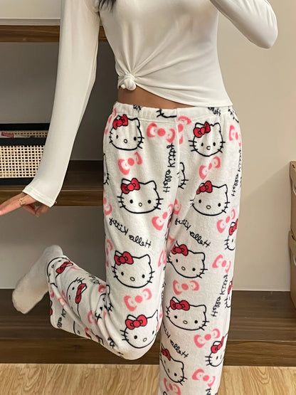 Hello Kitty Themed Fleece Pajama Pants