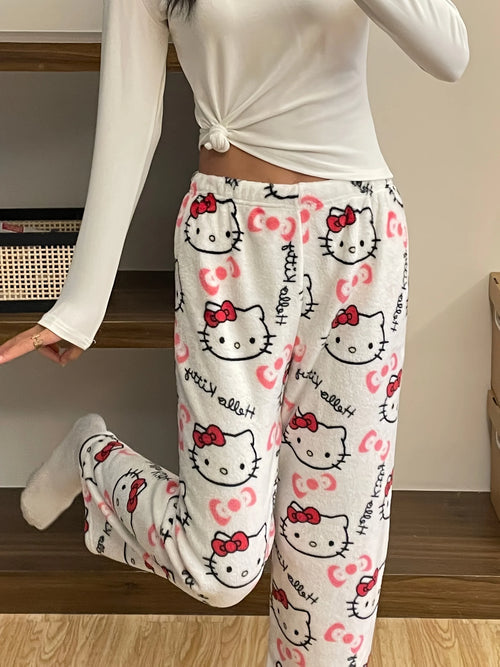 Hello Kitty Themed Fleece Pajama Pants