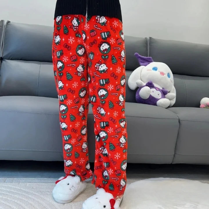 Hello Kitty Themed Fleece Pajama Pants