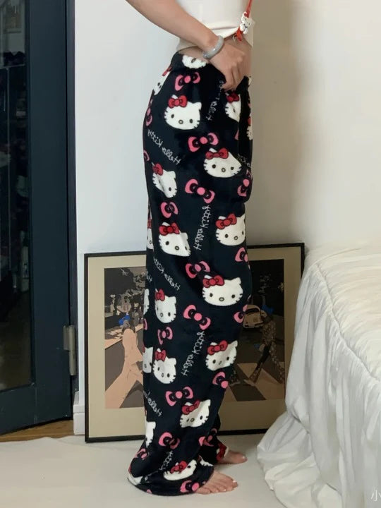 Hello Kitty Themed Fleece Pajama Pants