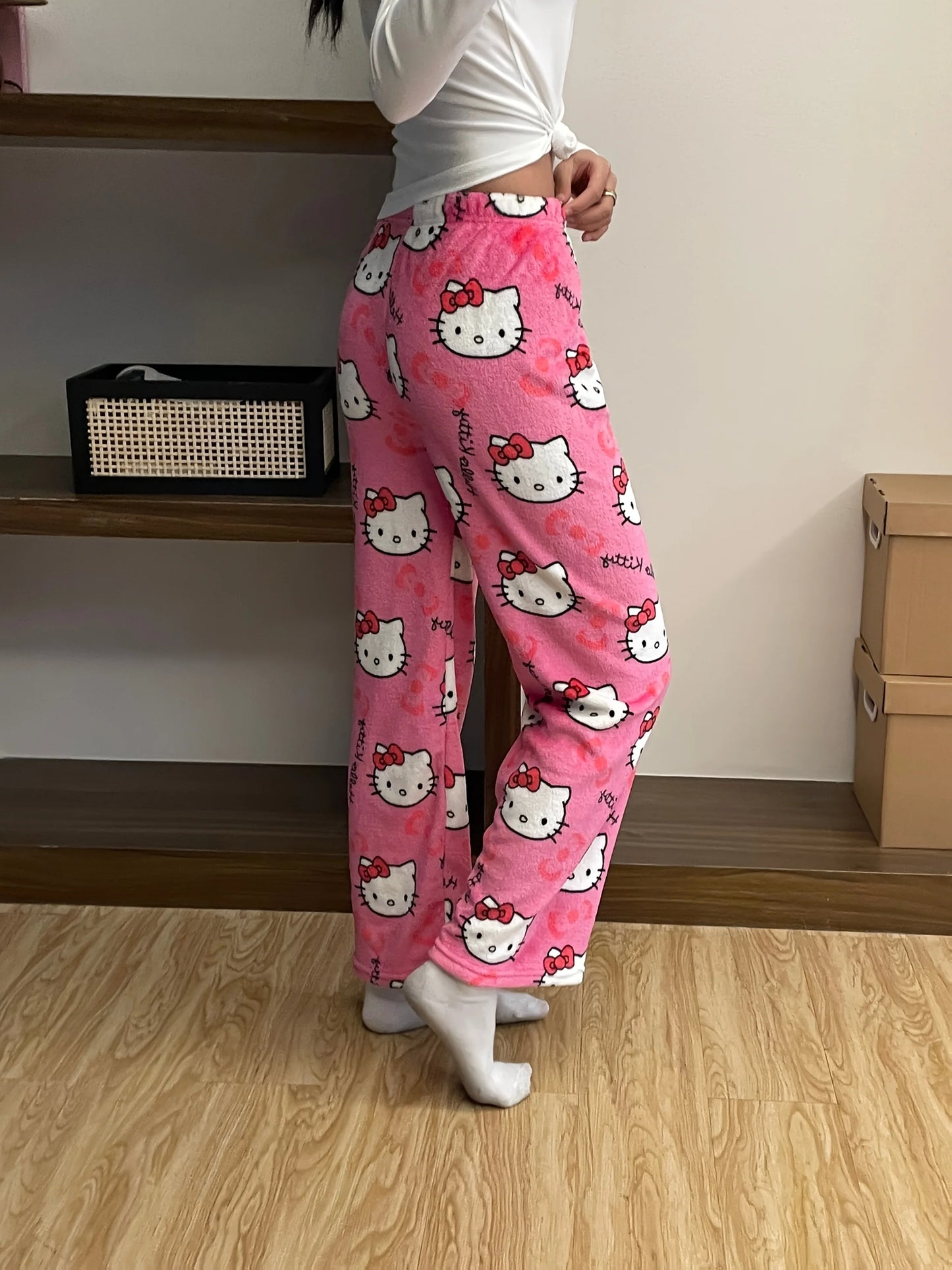 Hello Kitty Themed Fleece Pajama Pants
