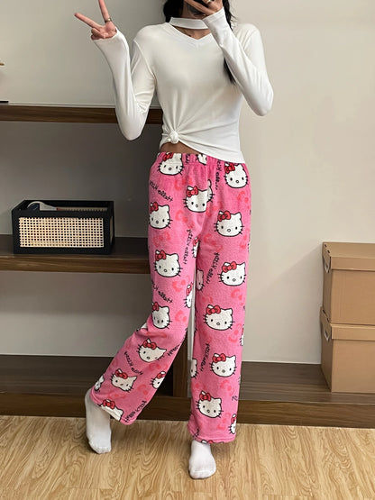 Hello Kitty Themed Fleece Pajama Pants