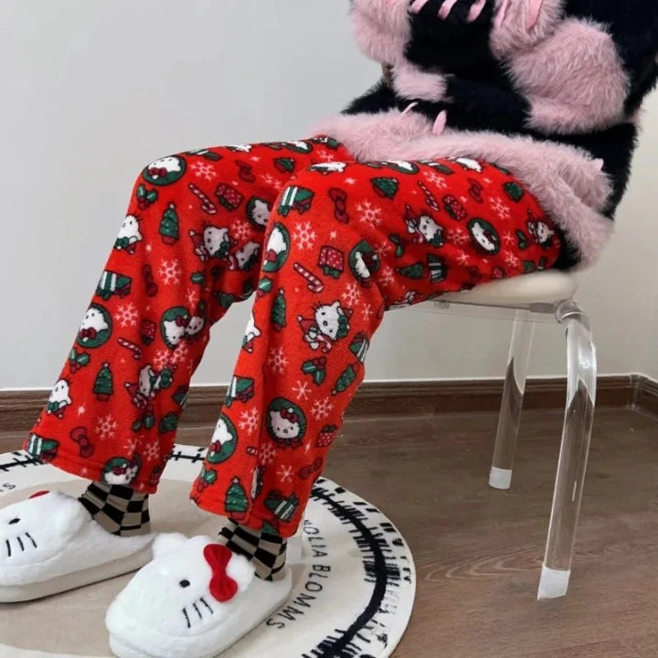 Hello Kitty Themed Fleece Pajama Pants