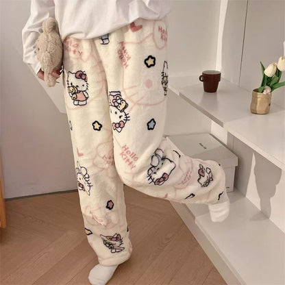 Hello Kitty Themed Fleece Pajama Pants