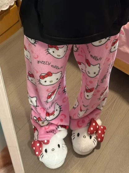 Hello Kitty Themed Fleece Pajama Pants